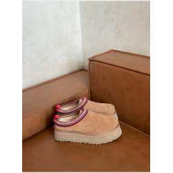 真皮厚底民族風桑坡雪地靴女冬季皮毛一體包頭拖鞋加絨保暖棉鞋子