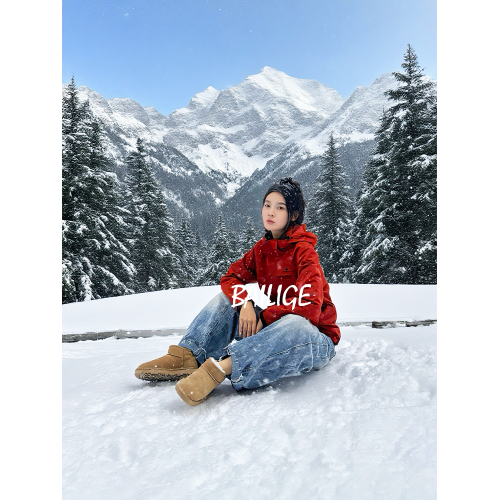 【阿Q哥】桑坡羊皮毛一體雪地靴女冬保暖加厚羊毛短筒Mini短靴男