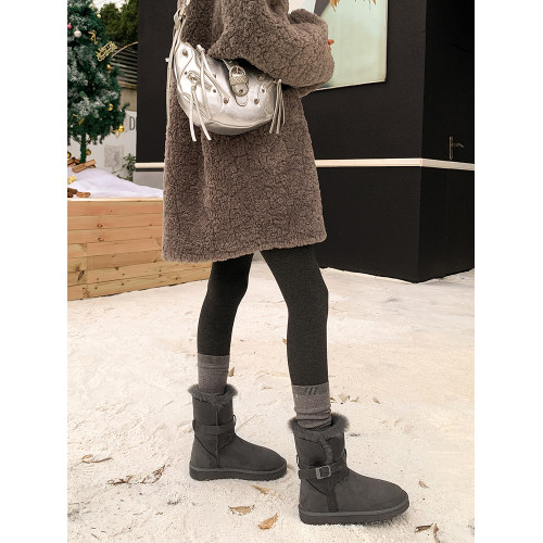 令戈工作室灰色長筒雪地靴女2025年冬季厚底靴子加厚防滑東北棉鞋