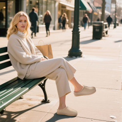 UG款包頭一腳蹬棉鞋男女舒適休閒雪地靴半拖繙毛皮潮流保暖樂福鞋