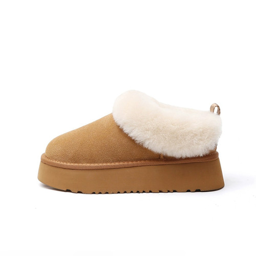 羊毛一體~7CM內增高厚底雪地靴女冬季新款保暖加絨加厚毛毛鞋棉鞋