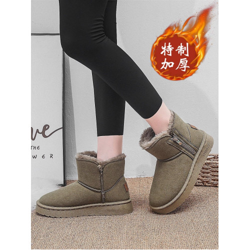東北保暖時尚防滑雪地靴防水抗寒厚底女款棉靴加絨輕便麵包鞋男士