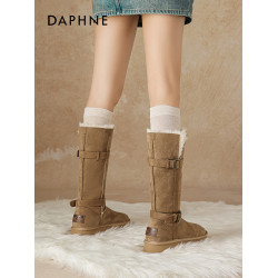 達芙妮厚底高筒雪地靴女2025冬季新款加絨保暖東北大棉靴防滑長靴