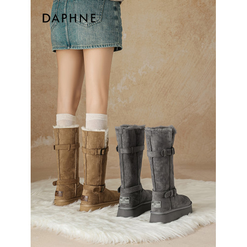 達芙妮厚底高筒雪地靴女2025冬季新款加絨保暖東北大棉靴防滑長靴 達芙妮厚底高筒雪地靴女2025冬季新款加絨保暖東北大棉靴防滑長靴