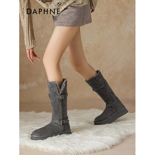 達芙妮厚底高筒雪地靴女2025冬季新款加絨保暖東北大棉靴防滑長靴 達芙妮厚底高筒雪地靴女2025冬季新款加絨保暖東北大棉靴防滑長靴