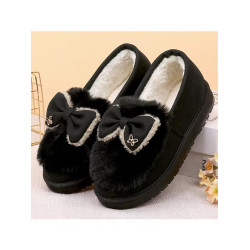 毛毛鞋冬天外穿老北京布鞋女棉鞋蝴蝶結防寒保暖豆豆家居媽媽棉靴