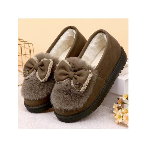 毛毛鞋冬天外穿老北京布鞋女棉鞋蝴蝶結防寒保暖豆豆家居媽媽棉靴