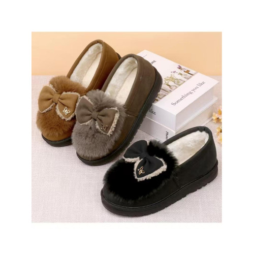 毛毛鞋冬天外穿老北京布鞋女棉鞋蝴蝶結防寒保暖豆豆家居媽媽棉靴