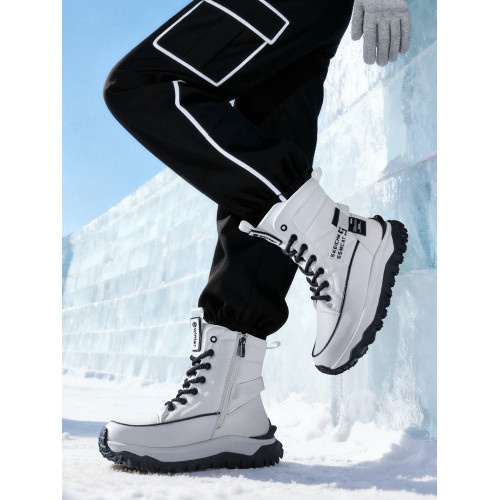 東北哈爾濱雪地靴女厚底冬季加厚保暖皮鞋防水防滑中筒防寒大棉靴