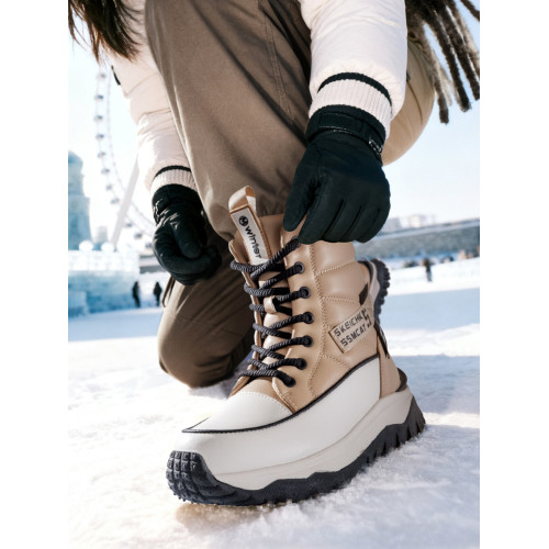 東北哈爾濱雪地靴女厚底冬季加厚保暖皮鞋防水防滑中筒防寒大棉靴