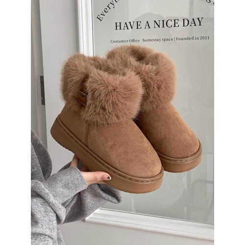 細細條 厚底雪地靴女冬季時尚高級感毛絨圈口保暖舒適東北棉鞋ins