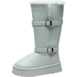 賈不假雪地靴女款2026新款春季高筒保暖復古百搭皮毛一體加絨棉靴