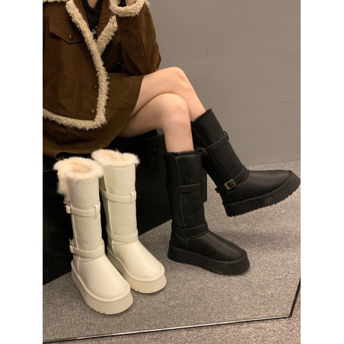 賈不假雪地靴女款2026新款春季高筒保暖復古百搭皮毛一體加絨棉靴 賈不假雪地靴女款2026新款春季高筒保暖復古百搭皮毛一體加絨棉靴