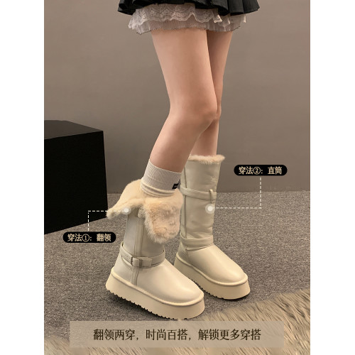賈不假雪地靴女款2026新款春季高筒保暖復古百搭皮毛一體加絨棉靴 賈不假雪地靴女款2026新款春季高筒保暖復古百搭皮毛一體加絨棉靴