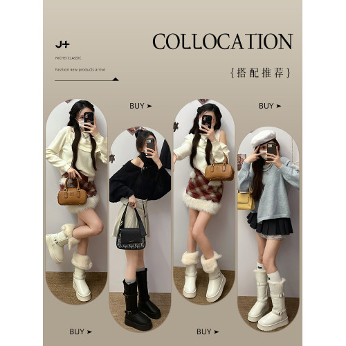 賈不假雪地靴女款2026新款春季高筒保暖復古百搭皮毛一體加絨棉靴 賈不假雪地靴女款2026新款春季高筒保暖復古百搭皮毛一體加絨棉靴