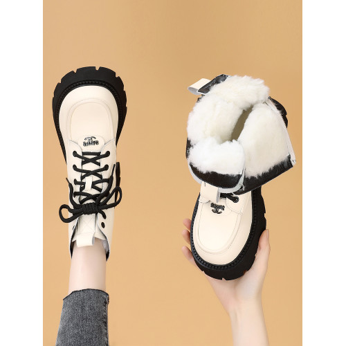 羊毛抗寒雪地靴女2025冬季新款白色加絨加厚防水棉鞋厚底顯瘦短靴 羊毛抗寒雪地靴女2025冬季新款白色加絨加厚防水棉鞋厚底顯瘦短靴