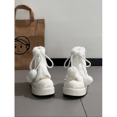 白色復古加絨防滑厚底雪地靴女2025新款冬季增高保暖加厚毛毛棉鞋