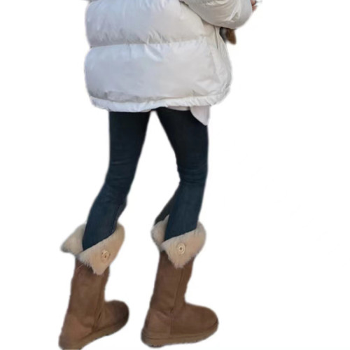 不過膝時尚百搭雪地靴女2026冬季新款厚底高筒棉靴加絨加厚中筒靴