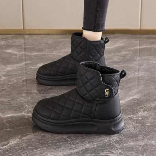 皮毛一體雪地靴女2025新款冬季加絨保暖中筒麵包鞋防水防滑大棉鞋