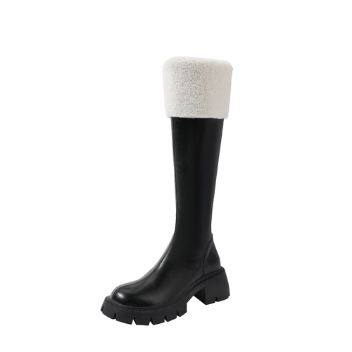 小個子靴子女顯高2025新款秋冬加絨高跟羊羔毛高筒靴內增高長筒靴 小個子靴子女顯高2025新款秋冬加絨高跟羊羔毛高筒靴內增高長筒靴