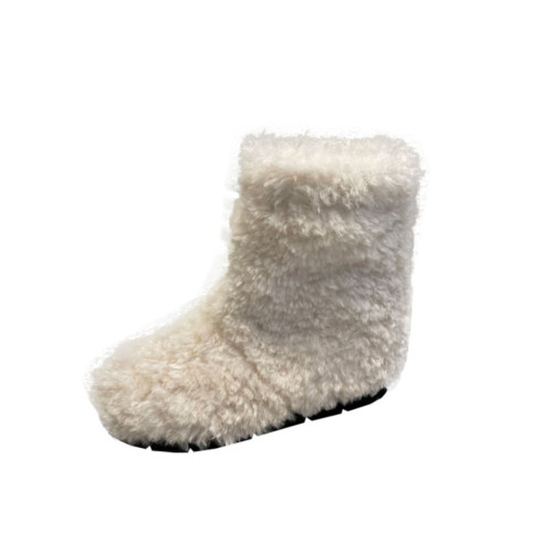 小池在首爾2025年冬季韓版可愛圓頭平底毛毛鞋加絨套筒棉靴女短靴 小池在首爾2025年冬季韓版可愛圓頭平底毛毛鞋加絨套筒棉靴女短靴