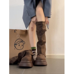 美拉德褲琯靴女士2026秋冬季新款復古帥氣時尚氣質厚底炸街長筒靴