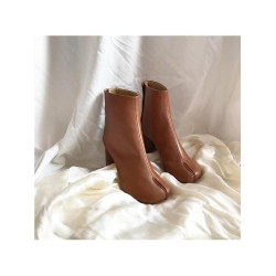 經典MM6同款分趾tabi分趾鞋高跟短靴女豬蹄羊蹄馬蹄短靴豬腳中筒