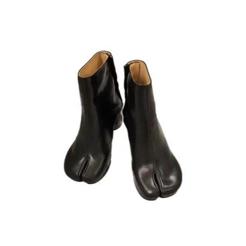 經典MM6同款分趾tabi分趾鞋高跟短靴女豬蹄羊蹄馬蹄短靴豬腳中筒