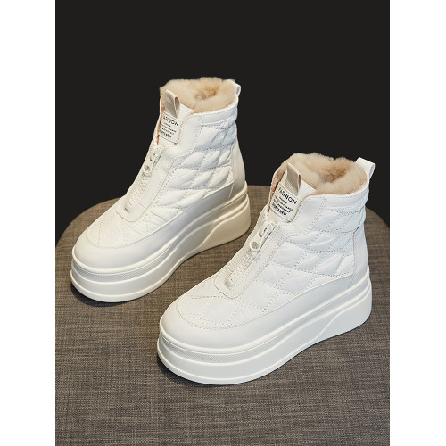 白色厚底雪地靴女冬加絨防水防滑高幫棉鞋2026新款真皮馬丁靴短靴 白色厚底雪地靴女冬加絨防水防滑高幫棉鞋2026新款真皮馬丁靴短靴