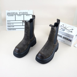 39秋冬季新款撤櫃單裡粗跟厚底高跟松緊帶時尚百搭女休閒菸筒靴