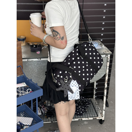 Mirenbu 波點製服痛包 斜背單肩兩用電腦包 黑白