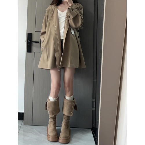 厚底粗跟長筒靴女2026新款秋冬季不過膝絨面顯瘦高筒長靴子騎士靴