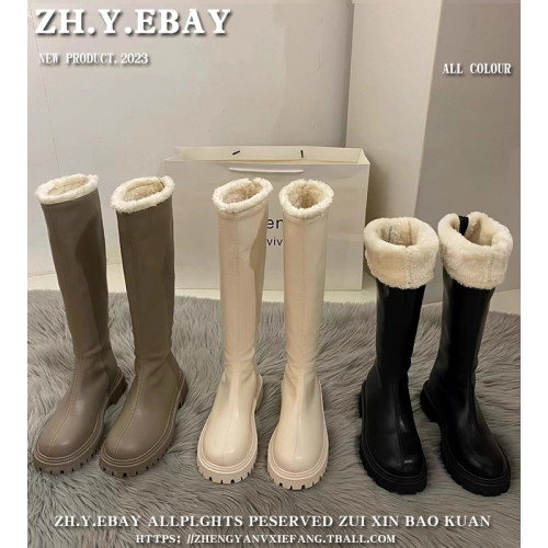 小個子長筒騎士長靴子女鞋2023新款秋冬季加絨加厚棉鞋白色雪地靴 小個子長筒騎士長靴子女鞋2023新款秋冬季加絨加厚棉鞋白色雪地靴