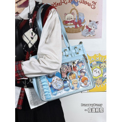 日常基礎款透明穀子吧唧痛包高顔值二次元追星漫展手提單肩斜後後背包