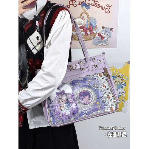 日常基礎款透明穀子吧唧痛包高顔值二次元追星漫展手提單肩斜後後背包 日常基礎款透明穀子吧唧痛包高顔值二次元追星漫展手提單肩斜後後背包