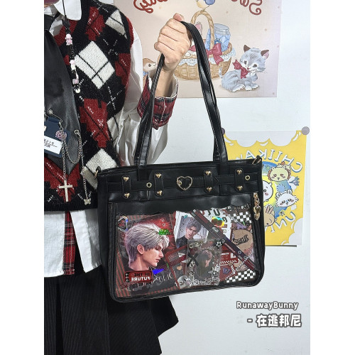 日常基礎款透明穀子吧唧痛包高顔值二次元追星漫展手提單肩斜後後背包 日常基礎款透明穀子吧唧痛包高顔值二次元追星漫展手提單肩斜後後背包