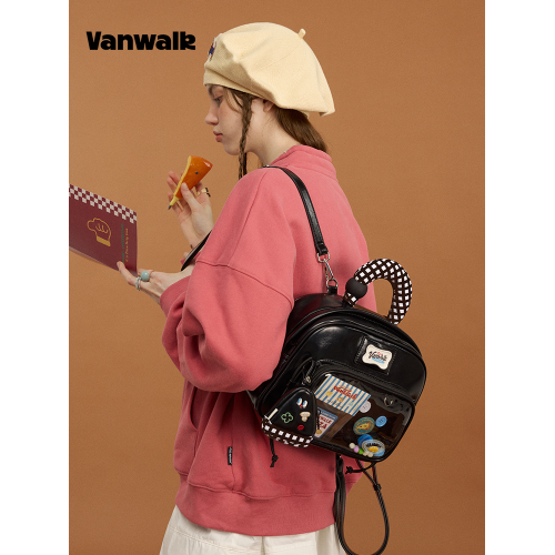 VANWALK披薩系列 原創少女出遊日常中小食量痛包雙肩娃包吧唧後後背包