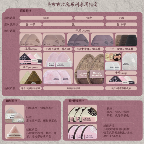 毛吉吉玫瑰系列粉撲超柔軟高彈上妝定妝底妝貼膚一刀切棉花糖