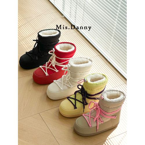 多巴胺~防水防滑厚底月亮雪地靴女冬外穿加絨短靴加厚東北大棉鞋