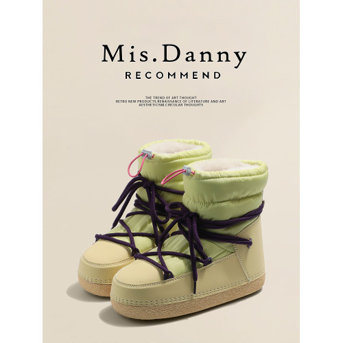 多巴胺~防水防滑厚底月亮雪地靴女冬外穿加絨短靴加厚東北大棉鞋