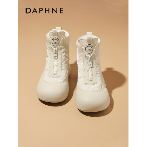 達芙妮厚底雪地靴白色女鞋2026新款冬季加絨防水防滑東北棉鞋冬天