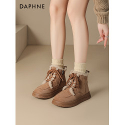 達芙妮雪地靴女冬季2026新款馬丁靴加絨加厚短靴防水防滑鞋子棉鞋