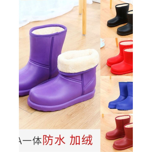 冬季保暖戶外防水雪地靴女男短靴子防滑平底中筒加厚加絨棉鞋棉。