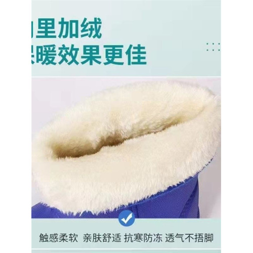 冬季保暖戶外防水雪地靴女男短靴子防滑平底中筒加厚加絨棉鞋棉。