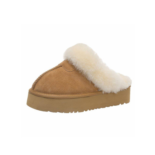 2025新款雪地靴女冬季皮毛一體外穿加絨厚底羊毛口保暖包頭半拖鞋