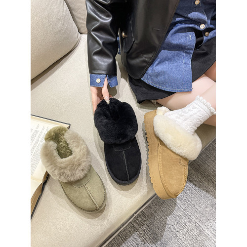 2025新款雪地靴女冬季皮毛一體外穿加絨厚底羊毛口保暖包頭半拖鞋
