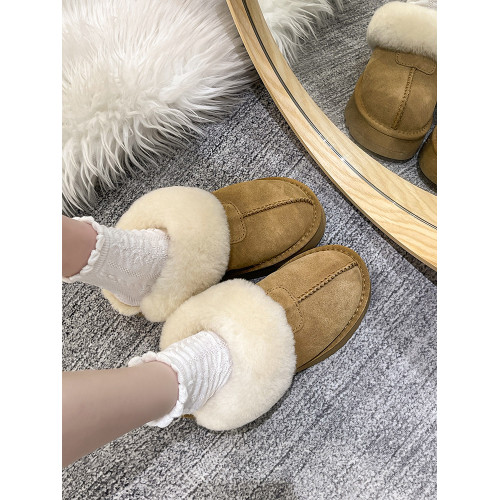 2025新款雪地靴女冬季皮毛一體外穿加絨厚底羊毛口保暖包頭半拖鞋