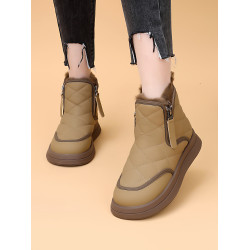 品牌真皮雪地靴女皮毛一體2025冬新款加絨加厚平底防滑保暖大棉鞋