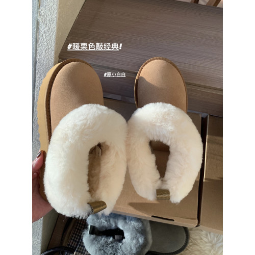 原小白白真皮羊皮毛一體超暖厚底百搭一腳蹬低幫毛毛雪地靴女冬