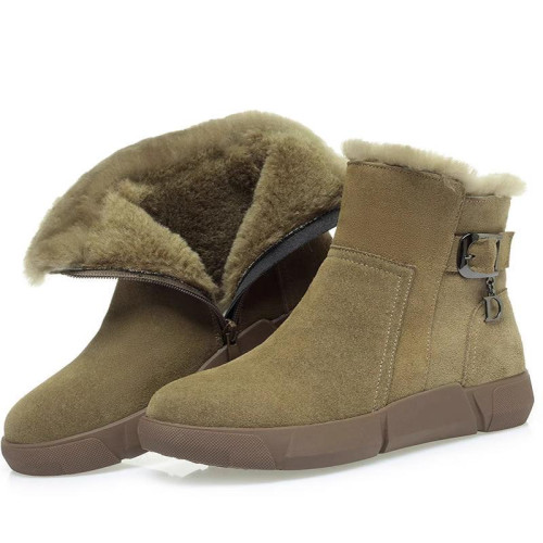 品牌特價加厚東北雪地靴冬季真皮加絨大碼短靴皮毛一體防滑棉鞋女